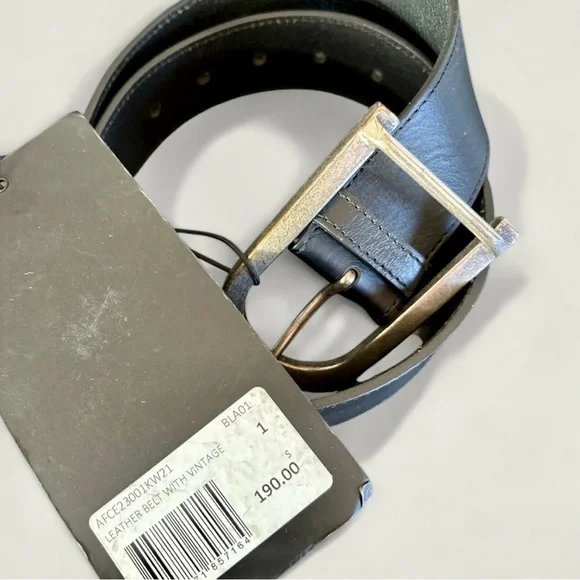 THE KOOPLES French Luxury Leather Belt with Vintage looking Silver Buckle - Picture 2 of 6